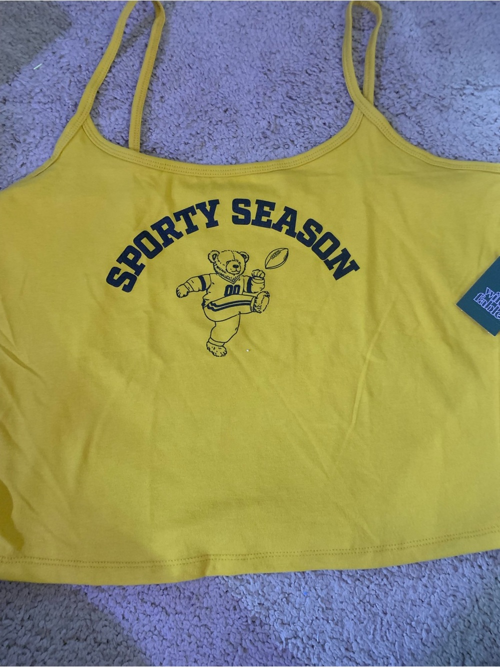 2x wild fable Yellow 'Sporty Season' Cropped Tank with Bear Graphic - LARGE